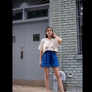 Kordal Studio Linen Picnic Shorts, Klein Blue